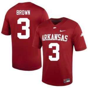 Cardinal Razorbacks CJ Brown #3 Men's College Football Replica Jersey 545204-595