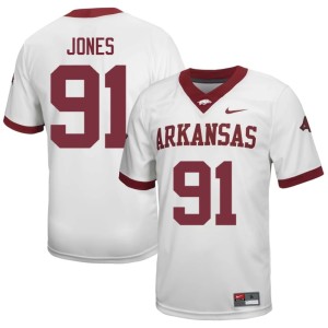 White Carlon Jones Replica Mens Hawgs #91 College Football Jersey 475232-264