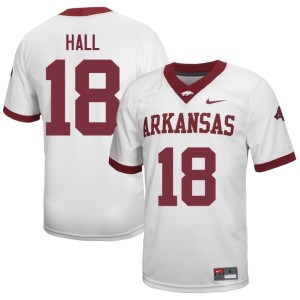 White Official Mens Hog Nation College Football #18 Jude Hall Jerseys 441803-375