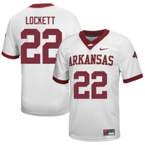White Mens #22 College Football UA Razorbacks NCAA Tay Lockett Jerseys 371779-582