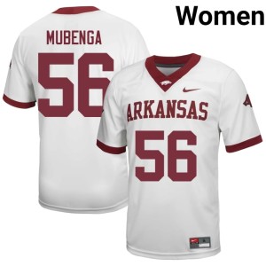 White Ben Mubenga Arkansas College Football #56 Womens 2026 Jersey 871576-745