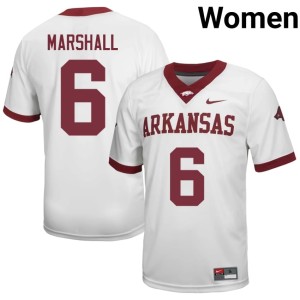 White Chris Marshall Arkansas Hawgs #6 High School Women College Football Jersey 466818-704