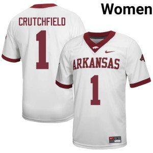 White Courtney Crutchfield #1 Women's Arkansas Razorbacks Embroidery College Football Jersey 347251-938