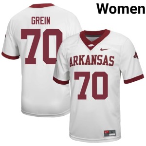 White #70 Women Daniel Grein College Football Arkansas 2026 Jersey 513236-879