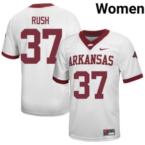 White Gavin Rush UARK Hogs College Football #37 Womens Embroidery Jerseys 614994-776