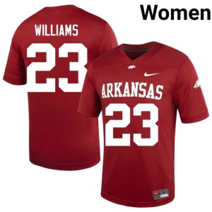 Cardinal #23 Womens College Football Arkansas Hawgs Official Ian Williams Jerseys 282310-665