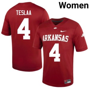 Cardinal Limited #4 Razorback Nation College Football Isaac TeSlaa Womens Jerseys 754774-320
