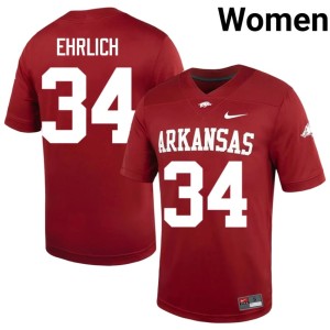 Cardinal Limited Jesse Ehrlich Arkansas #34 College Football Women Jerseys 316498-406