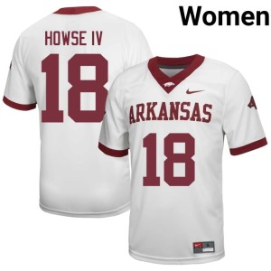 White #18 Arkansas Razorbacks College Football John Howse IV Game Womens Jerseys 175663-837