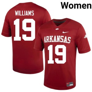 Cardinal Arkansas Hogs Women Official College Football Kyndrick Williams #19 Jersey 395135-664