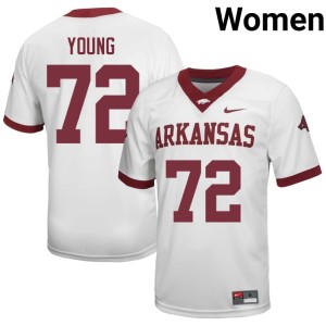 White Arkansas Hogs Women High School College Football Tucker Young #72 Jerseys 207305-438