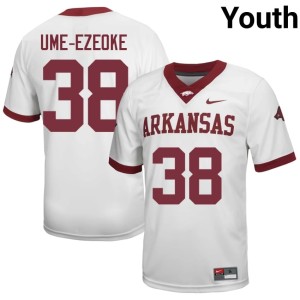 White 2026-27 College Football Bradley Ume-Ezeoke Youth UA Razorbacks #38 Jerseys 824111-931