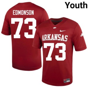 Cardinal Replica Brooks Edmonson Youth College Football Arkansas Hogs #73 Jerseys 587839-152
