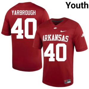 Cardinal Player Colton Yarbrough College Football Youth #40 Arkansas Razorbacks Jerseys 549078-437