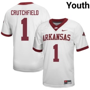 White Youth Courtney Crutchfield Razorbacks College Football #1 University Jerseys 357715-383