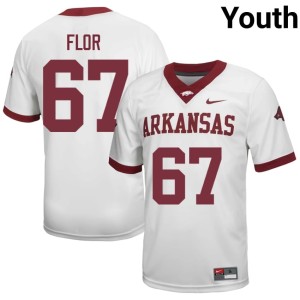 White Emmanuel Flor Arkansas College Football Youth #67 High School Jerseys 933337-722