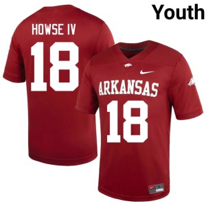 Cardinal #18 College Football Arkansas Hogs Player Youth John Howse IV Jersey 562847-999