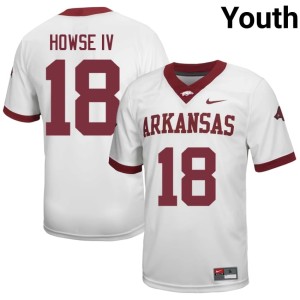 White #18 Arkansas Razorbacks College Football John Howse IV Youth University Jersey 676778-100