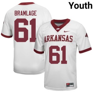 White College Football UA Razorbacks Kaden Bramlage Youth #61 Official Jersey 928913-847